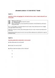 English Worksheet: Future Perfect Tense