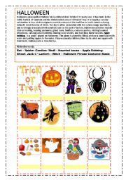 English Worksheet: Halloween Reading and Match