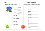 English worksheet: Food Alphabet