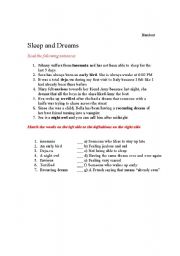 English Worksheet: Sleep and Dreams