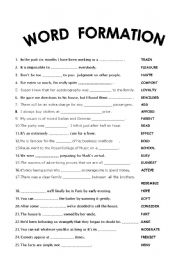 !!! WORD FORMATION !!! 25 sentences + KEY 