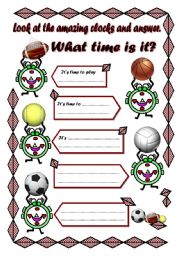 English Worksheet: THE AMAZING CLOCKS THAT ARE NOT REALLY CLOCKS - SPORTS
