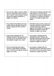 English Worksheet: FLASH ORAL PRESENTATION - 22 TOPICS