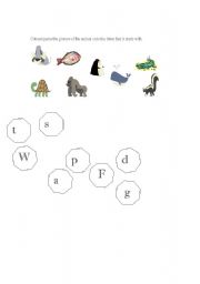 English worksheet: Animal Alphabet Worksheet Part 2