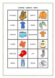 English Worksheet: CLOTHES DOMINO - PART 1
