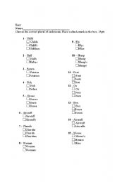 English worksheet: Plural of nouns