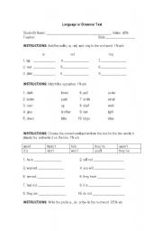 English Worksheet: Language or Grammar Test