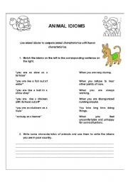 English Worksheet: animal idioms