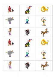 English Worksheet: memory cards circus