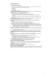 English worksheet: INTERVIEW QUESTIONS