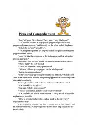 English Worksheet: Pizza & Comprehension