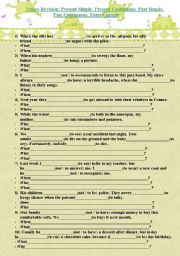 Tenses Revision: Present Simple, Present Continuous, Past Simple, Past Continuous, Future Simple.