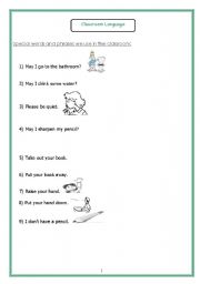 English worksheet: classroom language 
