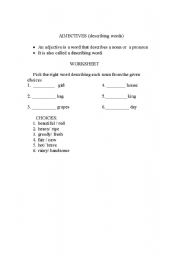 English Worksheet: Adjectives