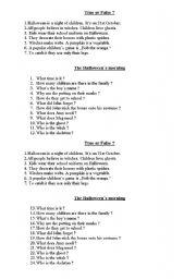 English worksheet: Halloween questions