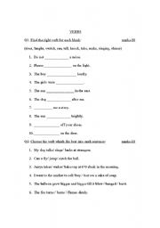 English worksheet: verbs