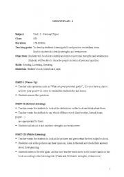 English worksheet: Lesson Plan1