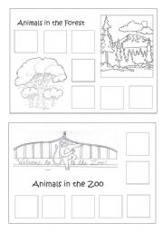 English Worksheet: animals - forest & zoo