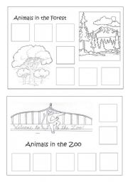 English worksheet: animals - forest & zoo