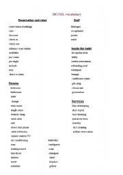 English Worksheet: In a Hotel