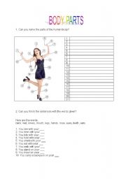 Body parts worksheet