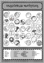 English Worksheet: vegetables matching exercise