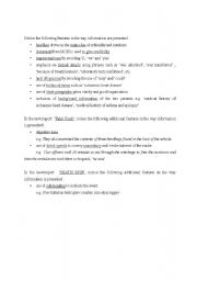 English Worksheet: Structure of a newspaper report