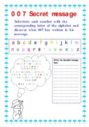 English Worksheet: 007 Secret Message