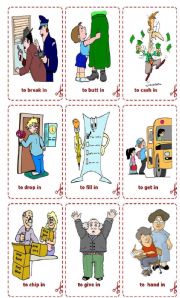 English Worksheet: Phrasal verbs with in - Cards / Flash-cards