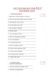 English Worksheet: PET- grammar revision test