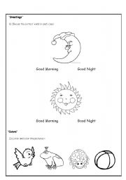 English Worksheet: Greetings and Colors