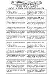 English Worksheet: THE LITTLE OLD LADY AND THE LEPRECHAUN/ St. Patricks Day (2 PAGES FULLY EDITABLE)