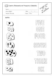 English Worksheet: numbers match