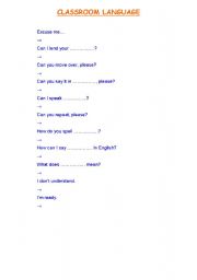 English worksheet: Classroom Language