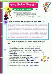 English Worksheet: The Solar system. How much do you know about it? 5 pages +Key (Editable)