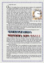English Worksheet: Establishing dreams and goals. Reading.
