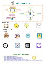 English Worksheet: WHAT TIME IS IT?