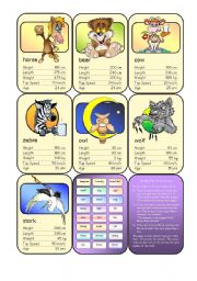 English Worksheet: Animal Card Game (6)