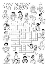 English Worksheet: My Body Crossword