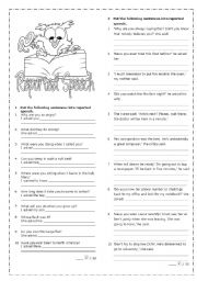 English Worksheet: Reported Speech & Key