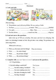 English Worksheet: past continuous tense