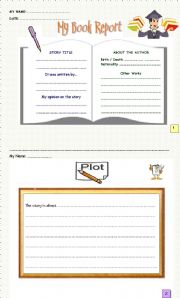 English Worksheet: MY BOOK REPORT (1st & 2nd Parts)