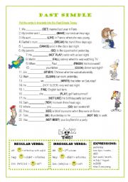 English Worksheet: PAST SIMPLE REGULAR AND IRREG VERBS