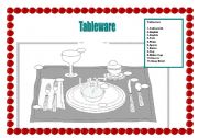 English Worksheet: Tableware Match the words and the image