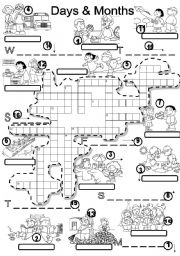 English Worksheet: DAYS AND MONTHS CRISS - CROSS PUZZLE