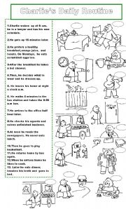 English Worksheet: Charlies Daily Routine   Simple present