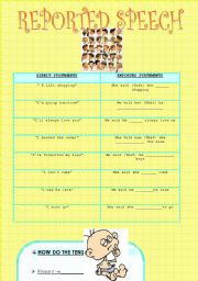 English Worksheet: reported speech worksheet