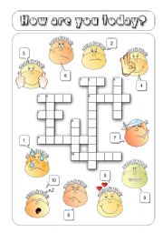 English Worksheet: Feelings Crossword