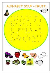 English worksheet: Fruit-alphabet soup
