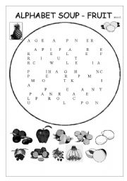 English worksheet: Fruit- alphabet soup